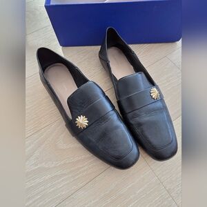 Stuart Weitzman Black Loafers with Gold Detail